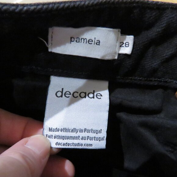 DECADE STUDIO Pamela Slim Tapered High Rise Jeans in Black Denim Minimalist 28 - Picture 13 of 13